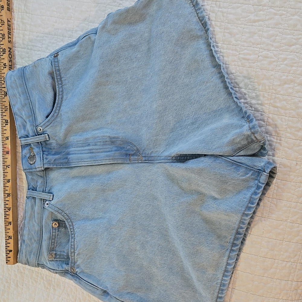 Everlane A Line Shorts Womens 27 Waist High Waisted Cotton Light Wash - Picture 3 of 10